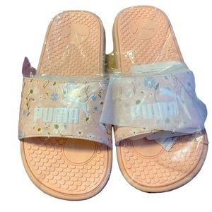 Pink Floral Puma Slides